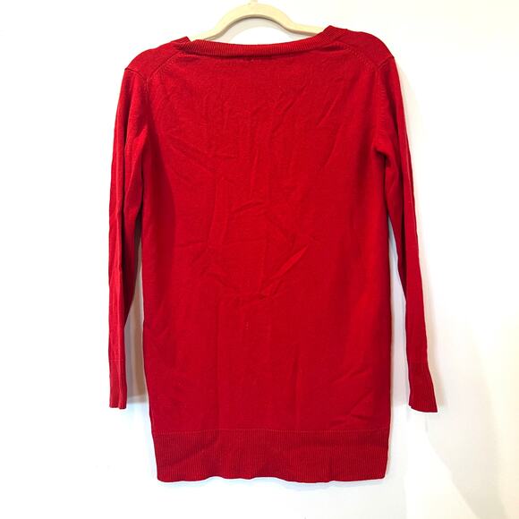 Moda International Silk Cashmere long sleeve  Knit Sweater Red Medium V Neck - Picture 2 of 8